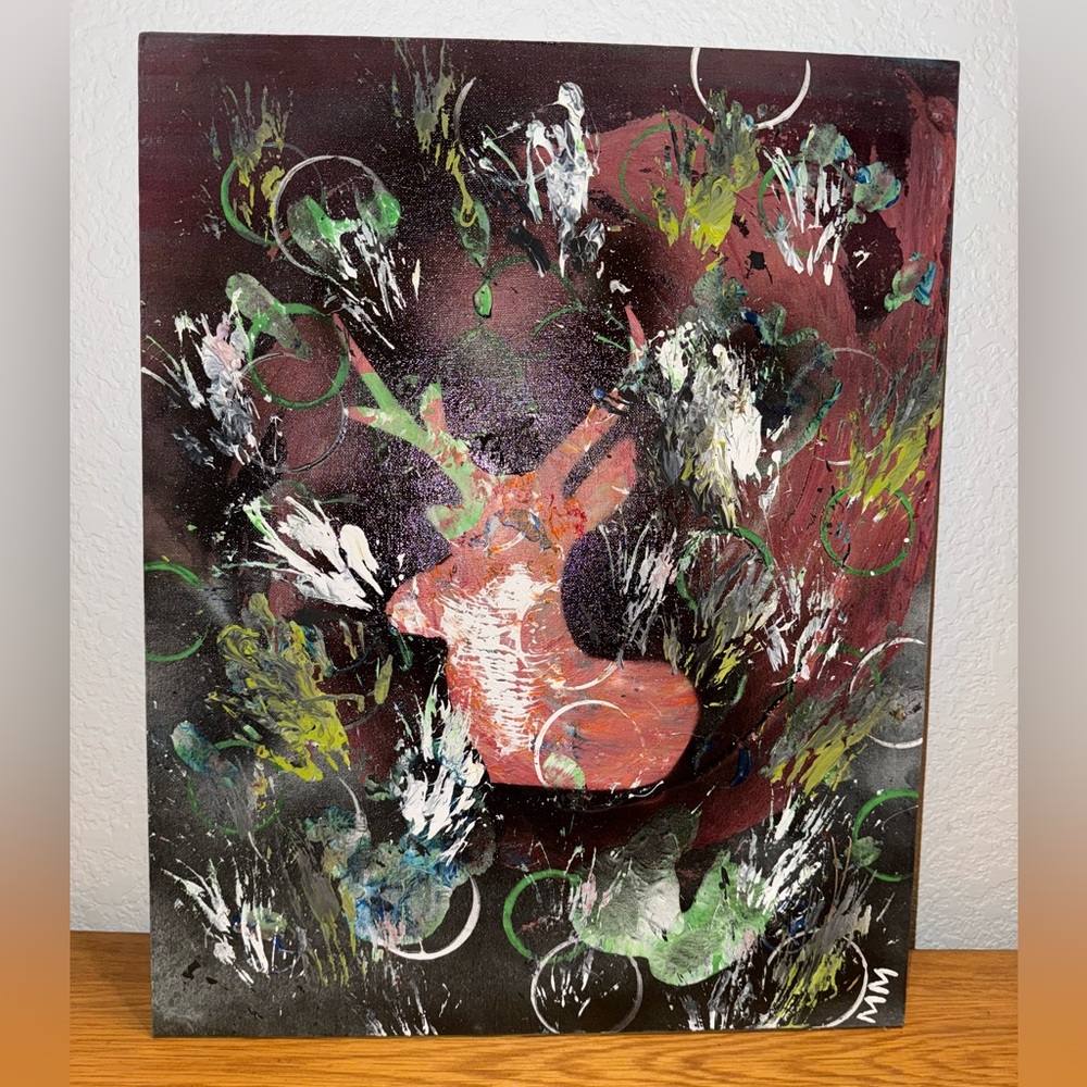 Abstract Deer Canvas Art in Multicolor